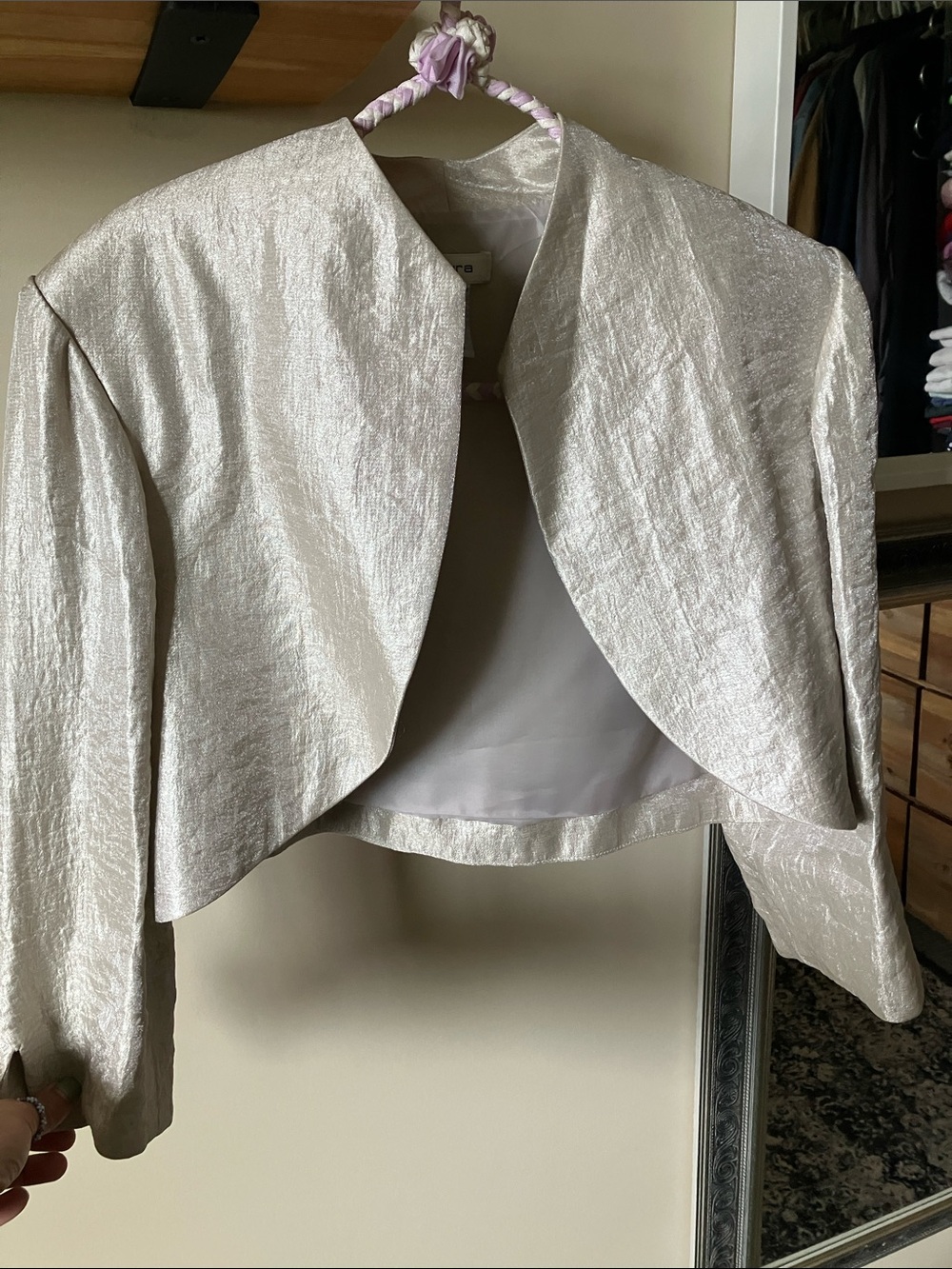 Women’s Metallic Ivory Cropped Bolero Blazer
